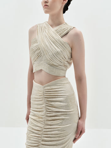 STELLA SLEEVESS CROP (CREAM GOLD)