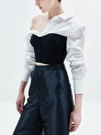LANA CROP (White & Navy)