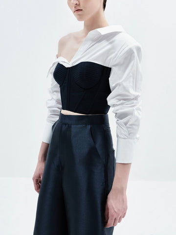 LANA CROP (White & Navy)