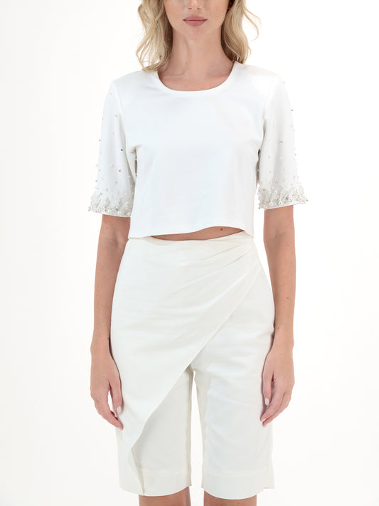 ELIA BEADED CROP (Off White)